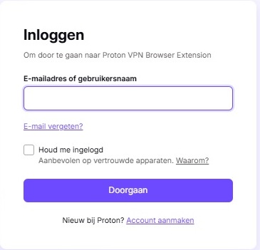 Inloggen met Proton account