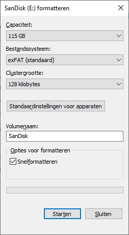 exFAT formatteren exFAT formatteren