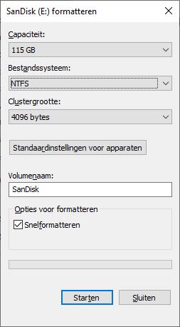 NTFS formatteren NTFS formatteren